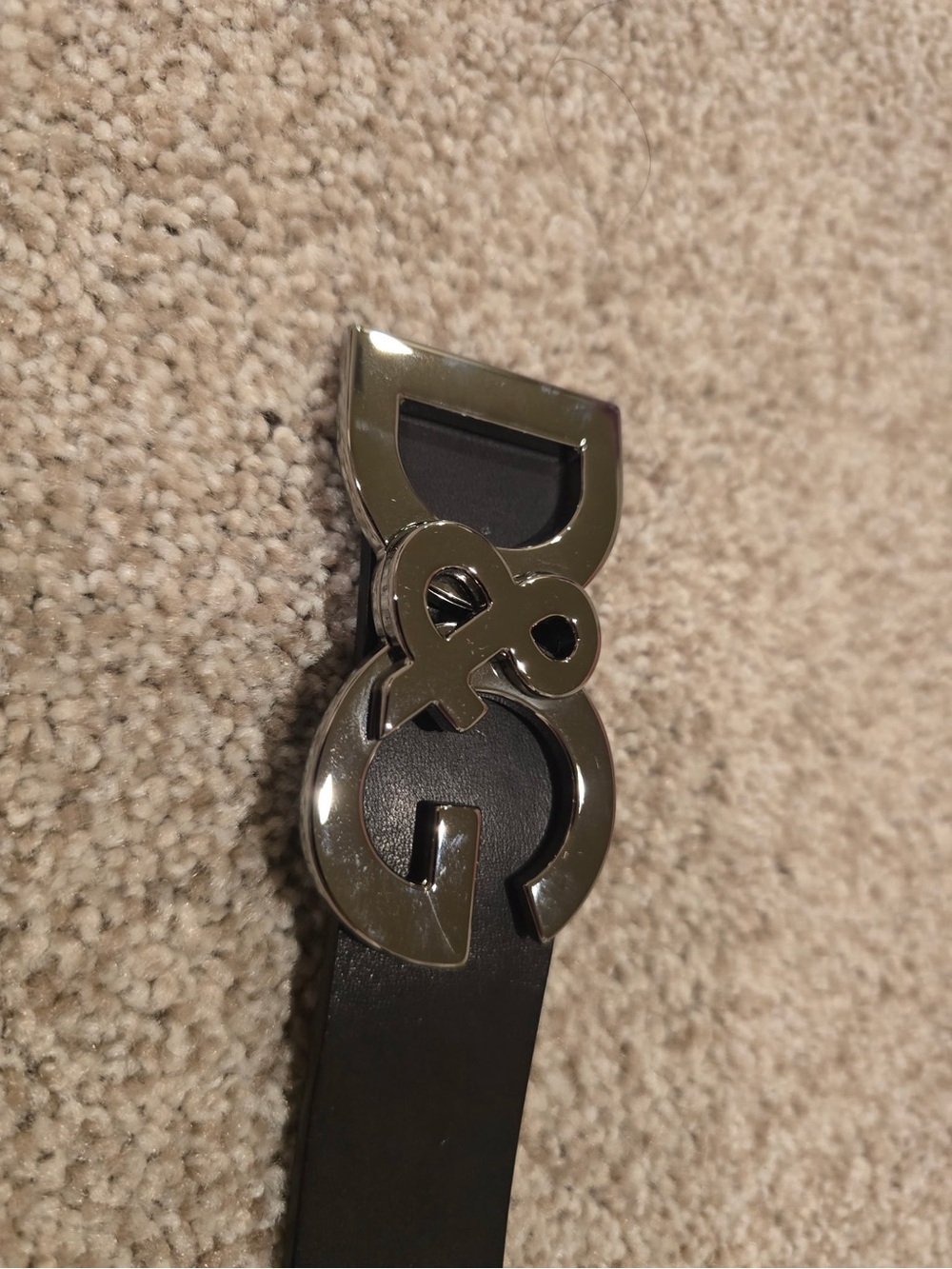 D&G Black Belt with Silver Logo Buckle